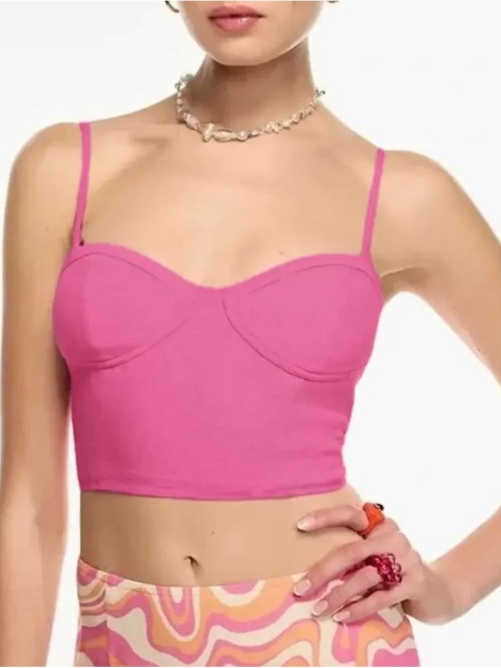 Aritzia Hot Pink Bustier Crop Top